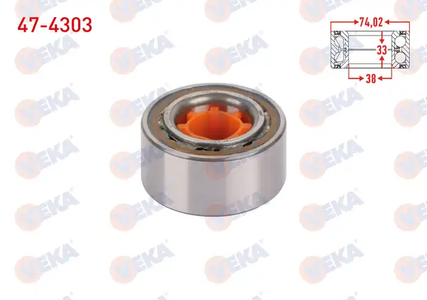 VEKA 47-4303 | Ön Tekerlek Rulmanı Sol Sağ 38x74 02x36 33 Toyota Corolla 1 3 1983 1989 Carina İ II 1 6 1 8 1983 1992 Camry 1 8 2 0 1986 1993