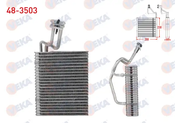 VEKA 48-3503 | Klima Evaporatoru Borulu 200x238x60 Renault Kangoo
