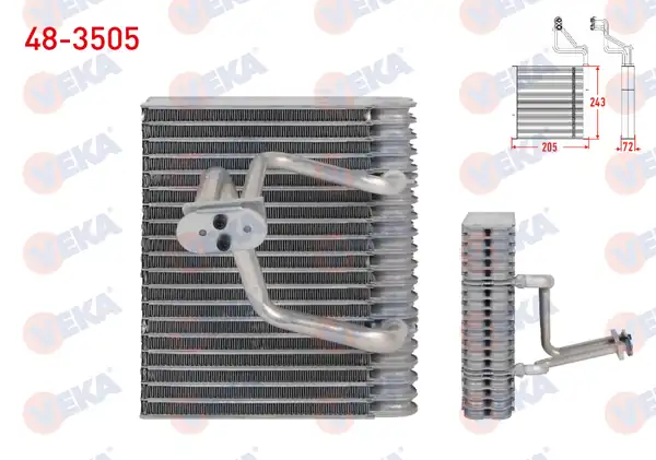 VEKA 48-3505 | Klima Evaporatoru Borulu 243x205x72 Renault Megane İ 1 4i 16v 1 6i 16v 1 8 16v 2 0i 1996 2003 Scenic İ 1 4i 16v 1 9 dCi 1999 2003