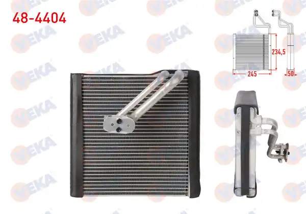 VEKA 48-4404 | Klima Evaporatoru Borulu 245X234,5X50 VW Golf V 03-08 / Golf VI 08-12 / Passat 05-10 / Passat 10-14 / Passat CC B6 08-12 / Scirocco III 08-17 / Tiguan 07-18 / Skoda Yeti 09-15 / Superb II 08-15