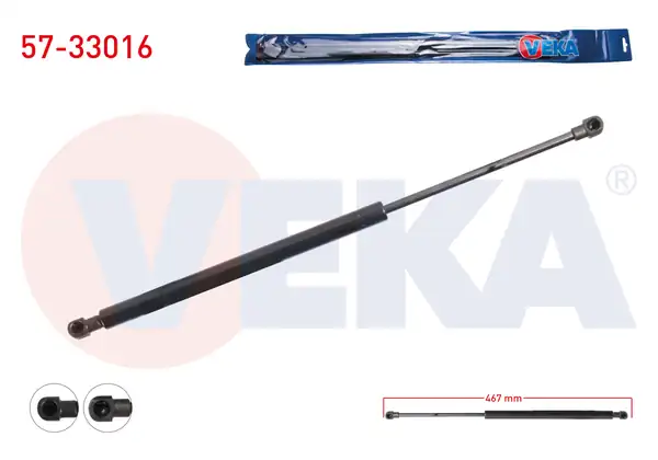 VEKA 57-33016 | Bagaj Amortisörü 467mm / 435N Peugeot 208 2012-| 2 Adet