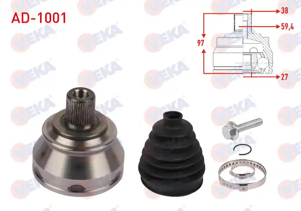 Veka Ad 1001 Aks Kafası Sol Sağ Ön Dış Uzunluk 97mm Audi A6 4f2 C6 2 0 TDI A T 2004 2011 A8 4e_ 3 0 TDI A T 2003 2011