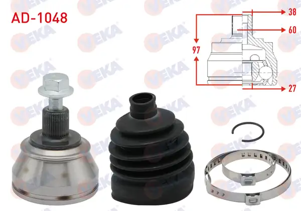 Veka Ad 1048 Aks Kafası Sol Sağ Ön Dış Audi A6 4f2 C6 2 0 TDI 38x27x60 Uzunluk 97 mm 2004 2011