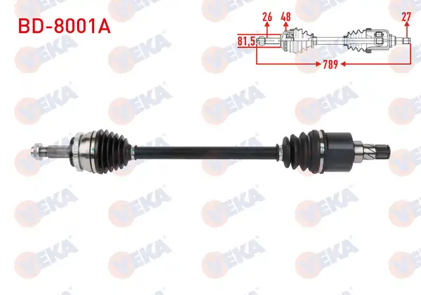 Veka Bd 8001a Komple Aks Sol Sağ Ön Uzunluk 789mm ABS li 48 Dış Byd Dolphin 2021