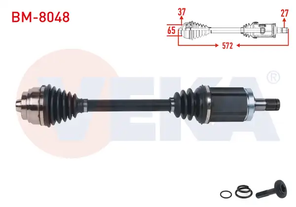 Veka Bm 8048 Komple Aks Sol Ön Uzunluk 572mm Bmw 5 Serisi Gran Turısmo F07 530d 535d A T 2010 2017 7 Serisi F01 730d 740 D 750 İ A T 2009