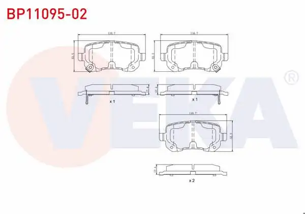 VEKA BP11095-02 | Fren Balata Arka Ikazlı Fiat Freemont