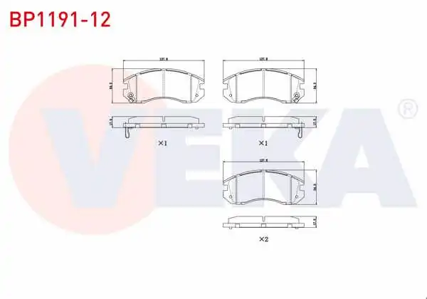 VEKA BP1191-12 | Fren Balata Ön Subaru Impreza (Gc) 1.6İ 1992-2000 / Impreza (Gc) 1.8İ 1992-2000 / Legacy III (Be,Bh) 2.0İ 1998-2003