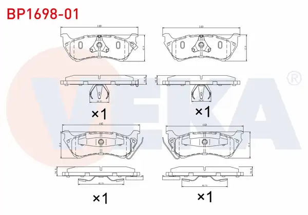 VEKA BP1698-01 | Fren Balata Arka Ikazlı Mercedes M Class W163 ML 320 1998 2005 M Class W163 ML 270 CDI 1998 2005