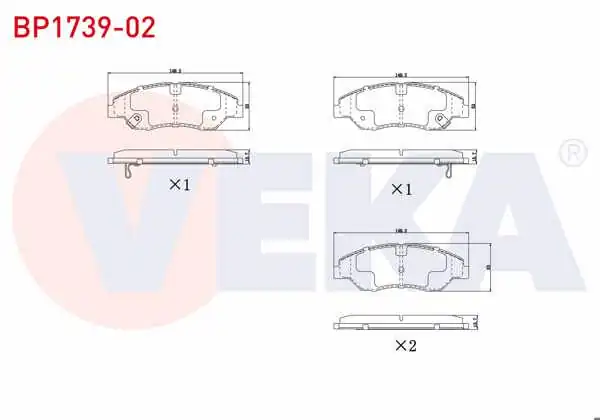 VEKA BP1739-02 | Fren Balata Ikazlı On Kia Sportage (K00) 2.0İ 16.00mm 1994-2004