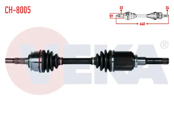 VEKA CH-8005 | Komple Aks Sol Ön Chevrolet Cruze (J300) 1.6 A-T Uzunluk 640mm 2009-2014