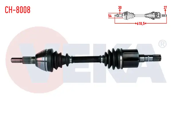 VEKA CH-8008 | Komple Aks Sol Ön Uzunluk 618,5mm Chevrolet Captiva (C100, C140) 2.0 D A-T 4X4 2006-2012 / Opel Antara 2.0 CDTI A-T 4X4 2007 -