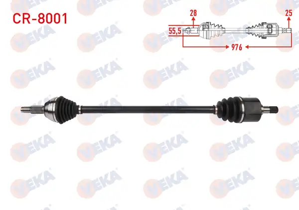 Veka Cr 8001 Komple Aks Sağ Ön Uzunluk 976mm Chery Alıa 1 6 2006 2009