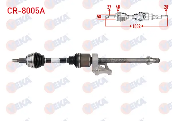 Veka Cr 8005a Komple Aks Sağ Ön ABS li 48 Dış Uzunluk 1002mm Chery Tıggo 7 Pro