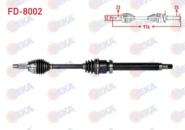 VEKA FD-8002 | Komple Aks Sağ On Uzunluk 916mm Ford Fiesta V
