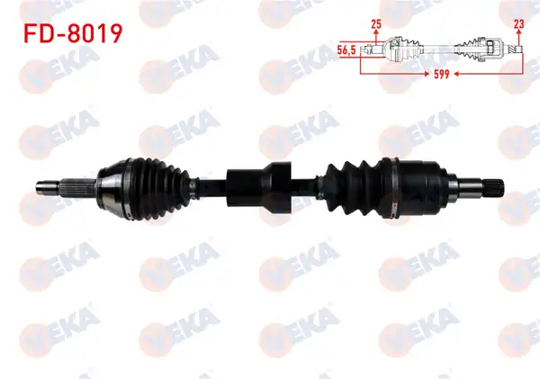 Veka Fd 8019 Komple Aks Ön Sol Ford Escort VII 1 6 16v Uzunluk 599mm 1995 1999