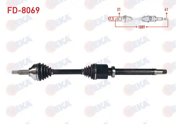 VEKA FD-8069 | Komple Aks Sağ On Uzunluk 1089mm Ford Transit Custom (V362) Uzun Sase 2.2 TDCI-2.0 TDCI 2012 -