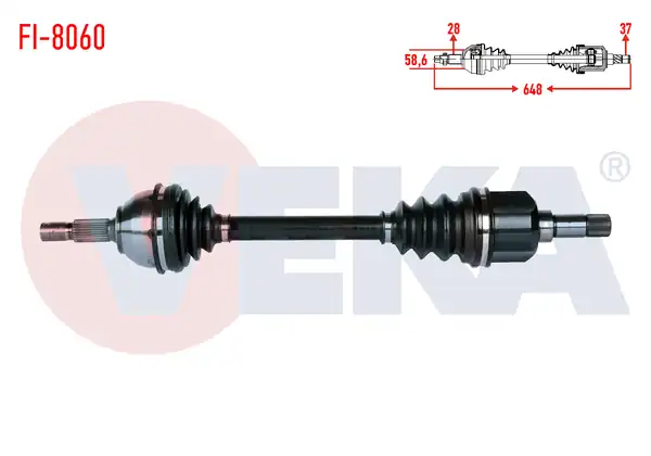 Veka Fi 8060 Komple Aks Sol Ön Fiat Scudo 270 2 0 Mjt Uzunluk 648mm 2007