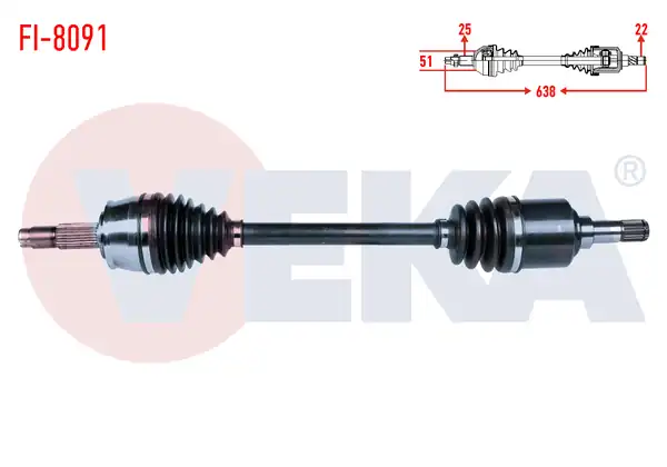 Veka Fi 8091 Komple Aks Sol Ön Fiat Stilo 192 1 6 16v M T Uzunluk 638mm 2001 2010