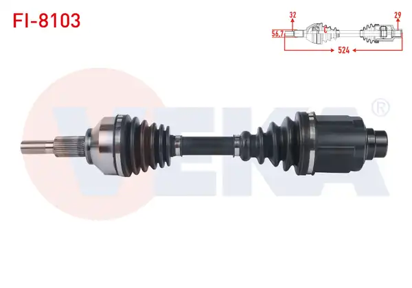 Veka Fi 8103 Komple Aks Sağ Ön Uzunluk 524mm Fiat Freemont 2 0 Mjt A T 4x4 2011