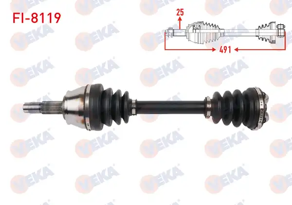 Veka Fi 8119 Komple Aks Sol Ön Uzunluk 491mm Fiat Doblo 1 3 D Mjt Euro 6 M T 2015 2022