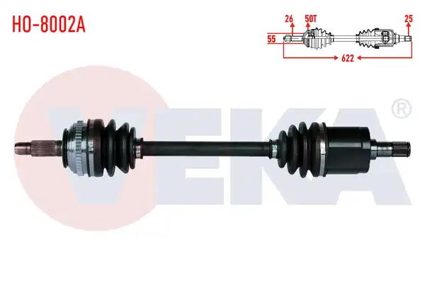 Veka Ho 8002a Komple Aks Sağ Ön Honda Civic V 1 5i ABS li 50 Dış Uzunluk 622mm 1992 1995