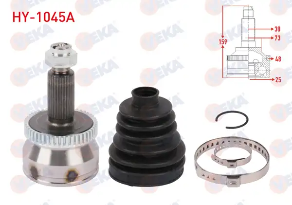 VEKA HY-1045A | Aks Kafası Sol-Sağ On Dıs ABS li 48 Dıs Uzunluk 159mm Hyundai Tucson