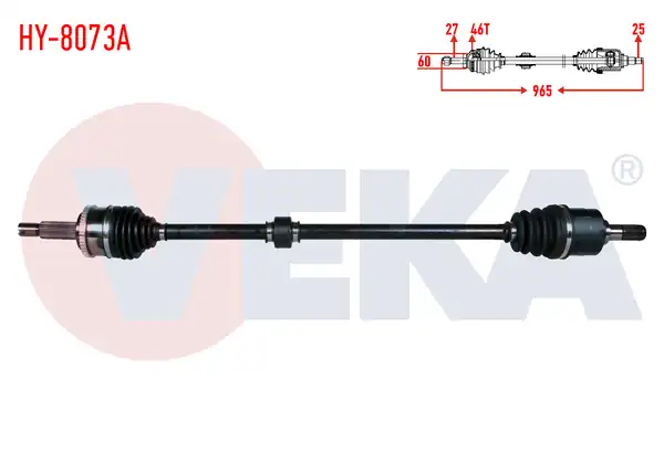 Veka Hy_ 8073a Komple Aks Sağ Ön Uzunluk 965mm ABS li 46 Dış Hyundai Elantra 1 6 Cvvt M T 6 İleri 2011 2015 İ30 1 4 Mpı A T M T 2011