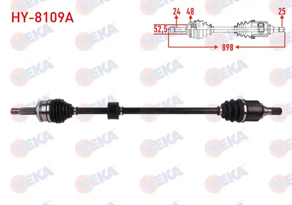 Veka Hy_ 8109a Komple Aks Sağ Ön ABS li 48 Dış Uzunluk 898mm Hyundai İ10 Ia 1 2 A T 2013