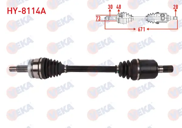 Veka Hy_ 8114a Komple Aks Sol Ön ABS li 48 Dış Uzunluk 671mm Hyundai Tucson 2 0 CRDI Hybrid A T 2015 2020 Kia Sportage IV 2 0 CRDI A T 2018 2022