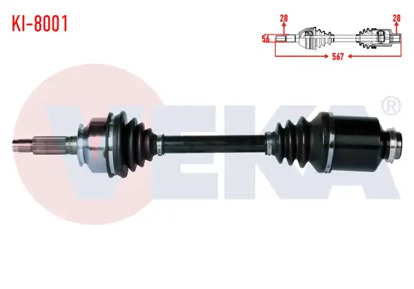 VEKA KI-8001 | Komple Aks Sağ On Kia Sorento I (Jc) 2.5 CRDI A-T Uzunluk 567mm 2002-2009