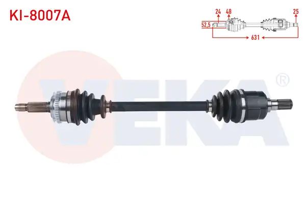 Veka Ki 8007a Komple Aks Sol Ön ABS li 48 Dış Uzunluk 631mm Kia Picanto Ba 1 1i M T 2004 2011