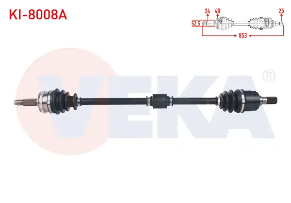 Veka Ki 8008a Komple Aks Sağ Ön ABS li 48 Dış Uzunluk 853mm Kia Picanto Ba 1 1i M T 2004 2011