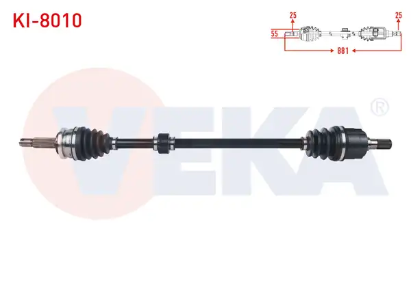 Veka Ki 8010 Komple Aks Sağ Ön Uzunluk 881mm Kia Picanto Ja 1 25 Mpı M T 2017