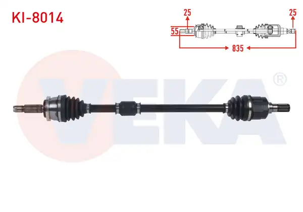 Veka Ki 8014 Komple Aks Sağ Ön Uzunluk 835mm Kia Picanto Ja 1 0 M T 2018