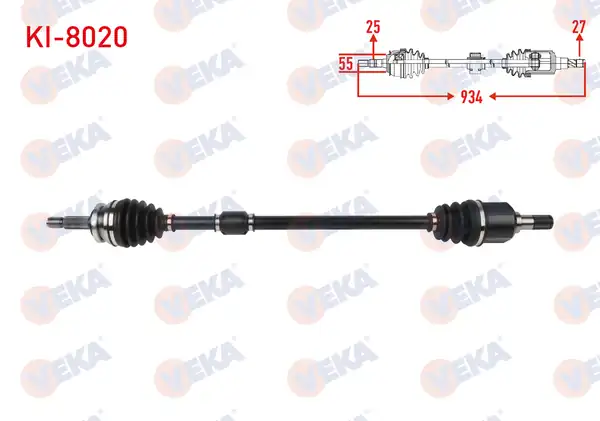Veka Ki 8020 Komple Aks Sağ Ön Uzunluk 934mm Kia Stonıc 1 0 T GDI 7 Dct 2017