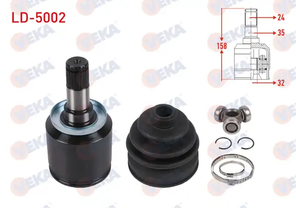 Veka Ld 5002 Aks Kafası Sol Sağ Ön İç 24x22x35 Uzunluk 158mm Lada Samara 1500 1986 1994 Vega 1 5 1 6 2000