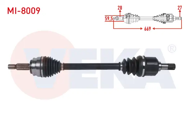 Veka Mı 8009 Komple Aks Sol Ön Uzunluk 669mm Mitsubishi Asx 1 6 M T 2010 Lancer VIII 1 6 M T 2008