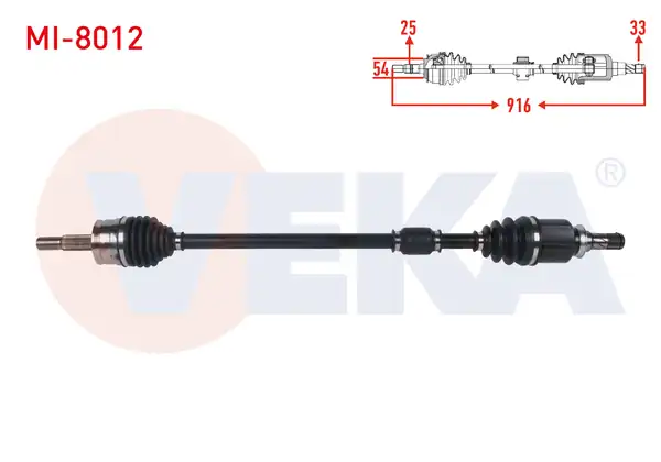 Veka Mı 8012 Komple Aks Sağ Ön Uzunluk 916mm Mitsubishi Colt VI 1 3 M T 2002 2012 Smart Forfour 1 1 2004 2006