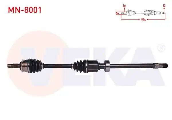 VEKA MN-8001 | Komple Aks Sağ On Mini Cooper (R50,R53) 1.6 M-T Uzunluk 924 mm 2001-2006