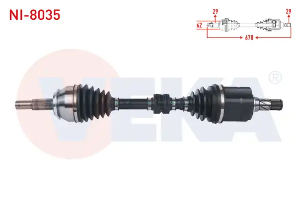 Veka Ni 8035 Komple Aks Sol Ön Uzunluk 670mm Nissan Qashqai J11 1 6 dCi A T 2014 Renault Kadjar 1 6 dCi A T 2015