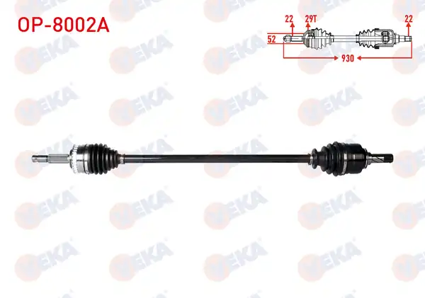 Veka Op 8002a Komple Aks Sağ Ön ABS li 29 Dış Uzunluk 930mm Opel Corsa C 1 3 CDTI 1 2 2000 2006