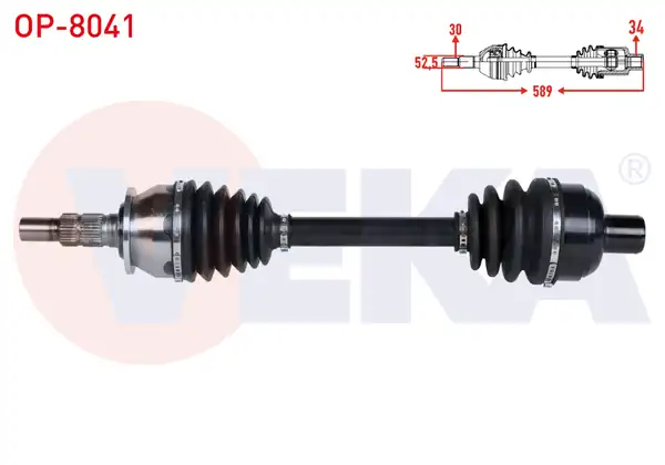 VEKA OP-8041 | Komple Aks Sağ On Uzunluk 589mm Opel Astra J 1.6 Turbo (A16let) M-T 2009-2016 / Insignia A (G09) 1.6 CDTI A / T 2013-2017