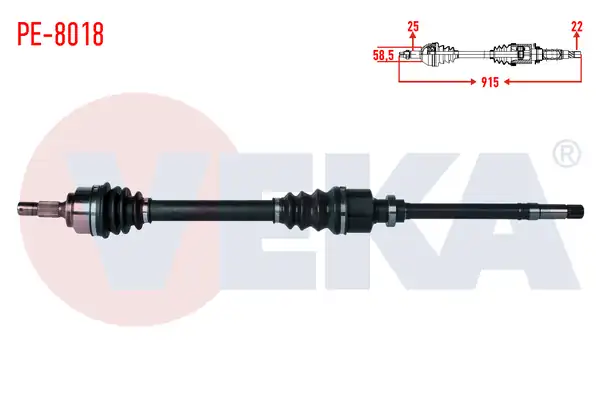 VEKA PE-8018 | Komple Aks Sağ On Peugeot 307 (3A / C) 1.4 Ma Şanzıman Uzunluk 915mm 2000-2007