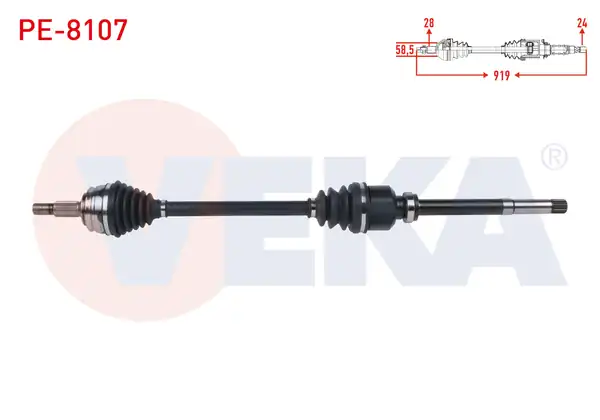 Veka Pe 8107 Komple Aks Sağ Ön Uzunluk 919mm Peugeot Rifter