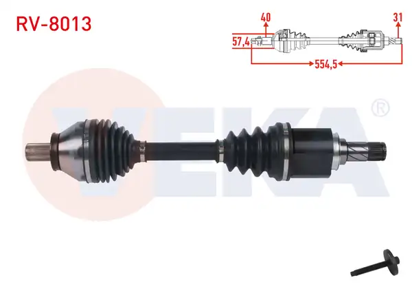 Veka Rv 8013 Komple Aks Sol Ön Uzunluk 554 5mm Land Rover Freelander II 2 2 Td4 6 M T 2006 2014