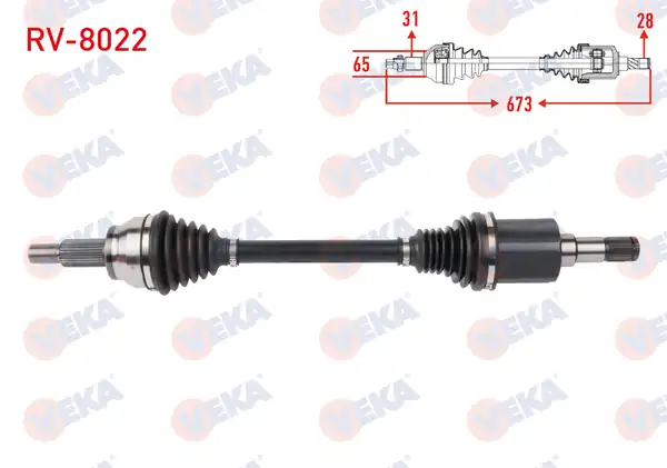 Veka Rv 8022 Komple Aks Sol Ön Uzunluk 673mm Land Rover Range Rover Velar 2 0 D 2017 Jaguar F Pace 2 0 D 2015