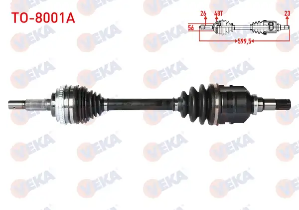 Veka To 8001a Komple Aks Sol Ön ABS li 48 Dış Uzunluk 599 5mm Toyota Corolla _e10_ 1 6 1992 1997 Corolla _e11_ 1 6i 16v 1997 2002