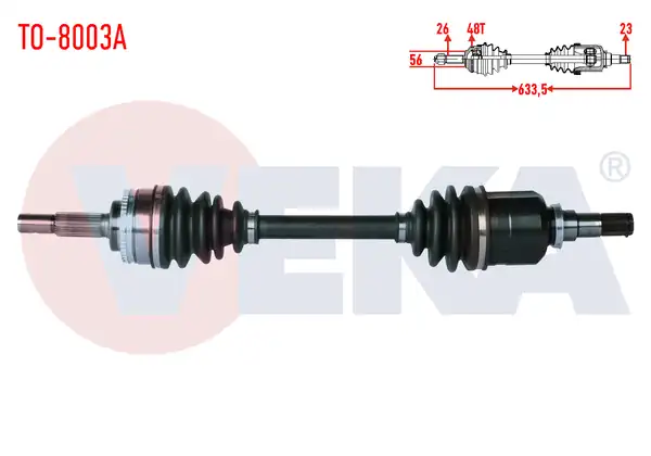 Veka To 8003a Komple Aks Sol Ön Toyota Corolla _e12_ 1 4 Vvt İ ABS li 48 Dış Uzunluk 633 5mm 2002 2007