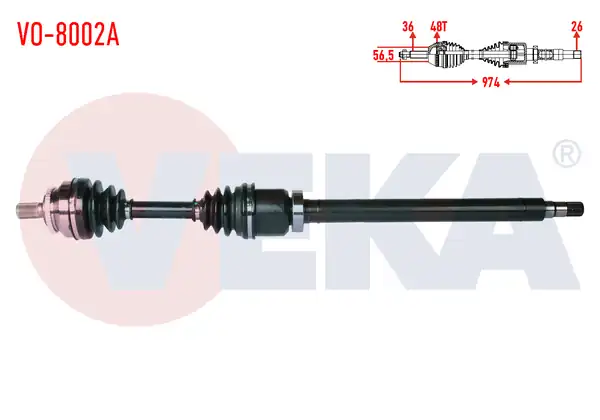 Veka Vo 8002a Komple Aks Sağ Ön Volvo S60 2 0 T A T ABS li 48 Dış Uzunluk 974 mm 2000 2010
