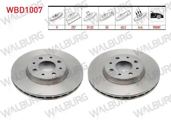 WALBURG WBD1007 | Fren Diski Ön Havalı 4 Bjn 257X20x59,02X40,5 Fiat Albea | 2 Adet